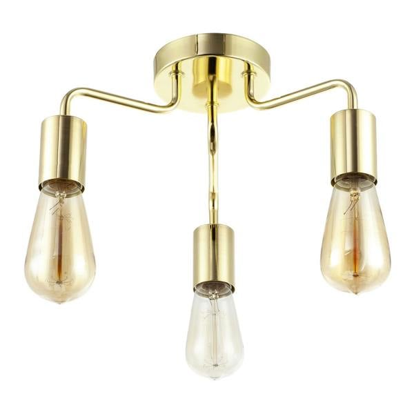 Polished Gold Semi Flush Ceiling Light to Showcase Filament Bulbs Image 5