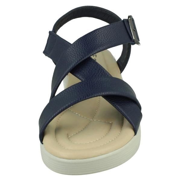 Eaze Ladies Eaze Low Wedge Cross Strap Sandal with Buckle F12078