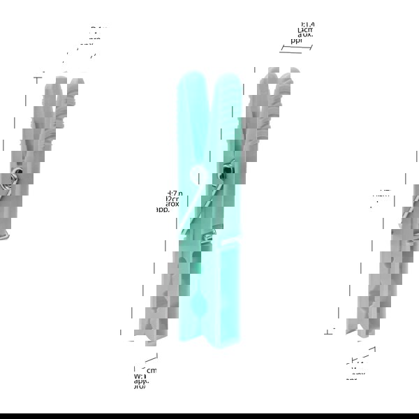 JVL Plastic Peg Basket, Grey with 36 Strong Hold Plastic Pegs, Aqua