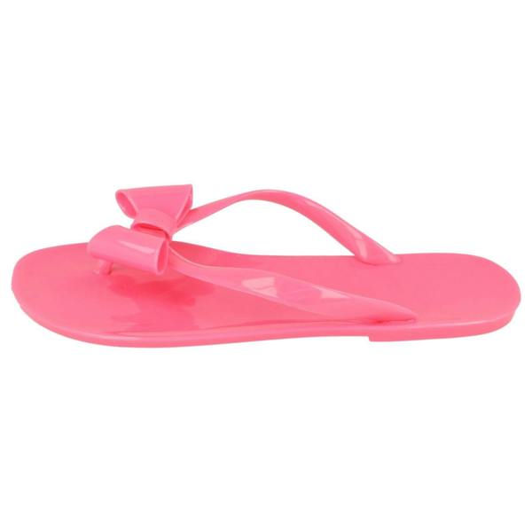 Spot On Ladies Spot On Flat Bow Trim Toepost Jelly Sandal