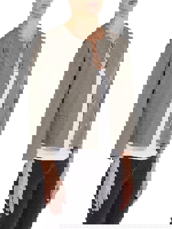 PennyPlain Linen Blend Crop Jacket - Sage