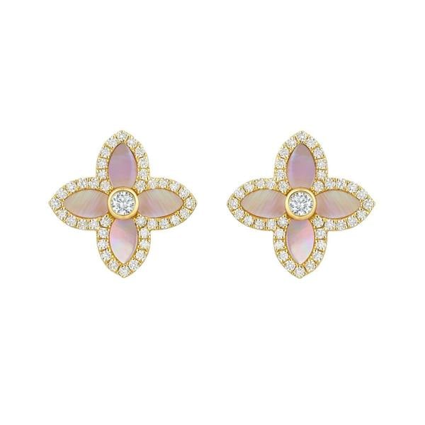 Sarah Layton Mother of Pearl & Diamond Stud Earrings - 18ct Yellow Gold