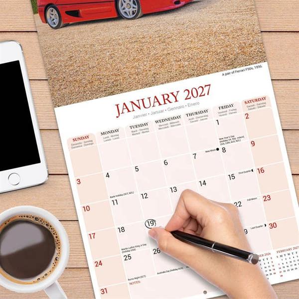 Classic Sports Cars Calendar 2027, Wall Calendars, Month To View, Transport, Gift