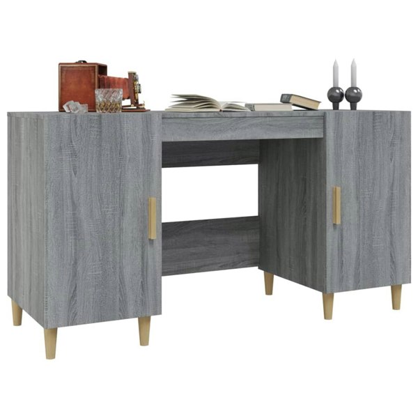 Berkfield Desk Grey Sonoma 140x50x75 cm Engineered Wood