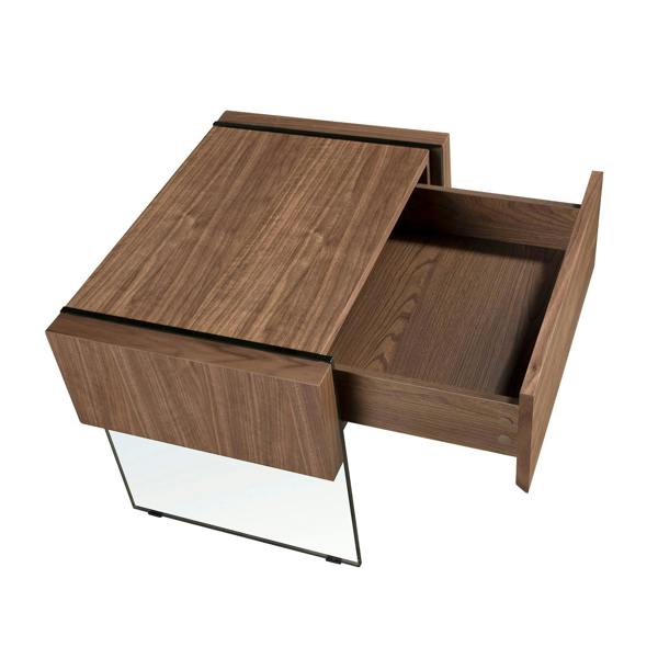 Angel Cerdá Walnut and Tempered Glass Bedside Cabinet 7042