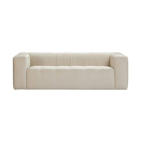 Wyld Haus Tibet Cosy Natural Fabric Upholstered Block 3 Seater Sofa