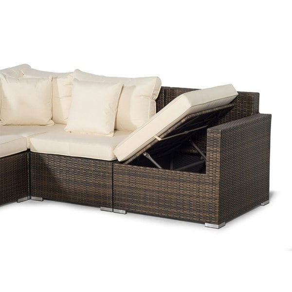 Giardino Havana 5 Seat Rattan Corner Sofa Set with Ice Bucket Coffee Table