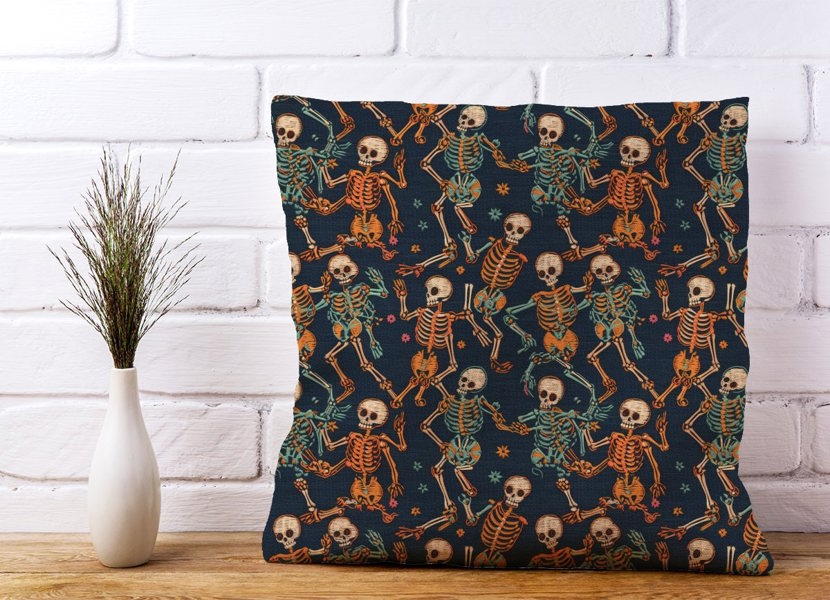 Warren Reed Dancing Skeletons Cushions