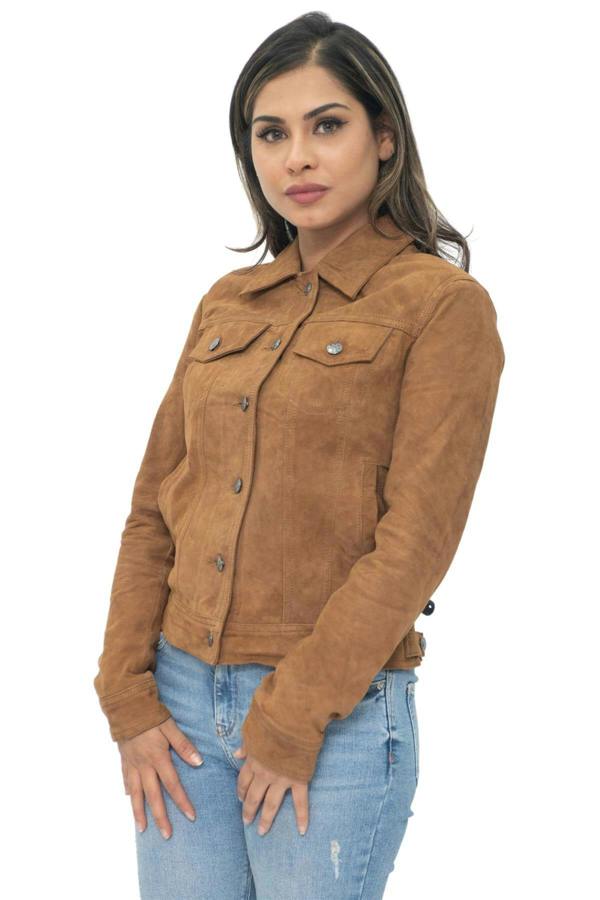 Infinity Leather Womens Goat Suede Trucker Jeans Jacket-Astoria
