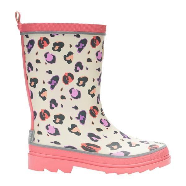 Regatta Childrens/Kids Foxfire Leopard Print Reflective Wellington Boots - Light Vanilla/Pop - 