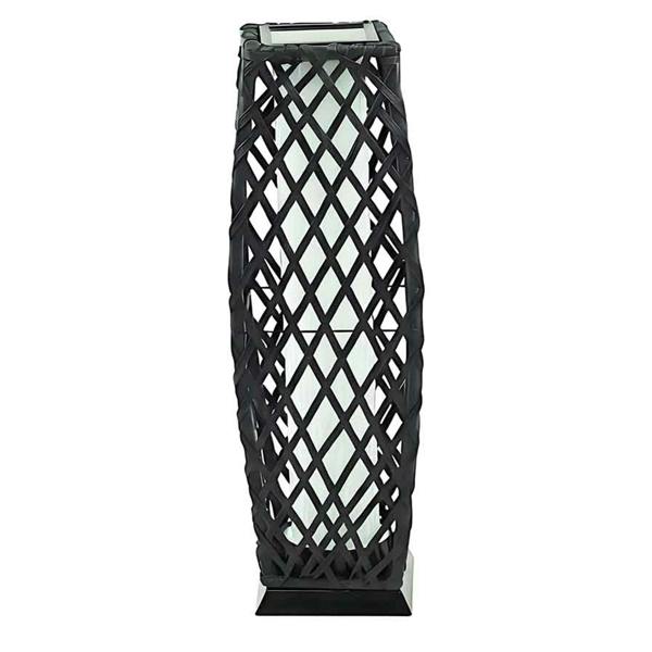 Gr8 Garden Set of 2 Solar Rattan Lantern Floor Lamps LED Garden Lights Charcoal