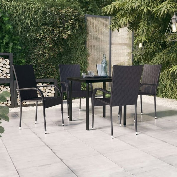 Berkfield 5 Piece Outdoor Dining Set Black