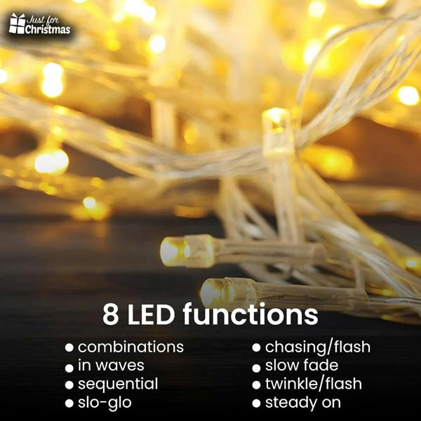Just for Christmas String Lights Warm White LED Fairy Lights with Remote Controller 8 Modes, Timer, Battery Operated Indoor & Outdoor Xmas Lights
