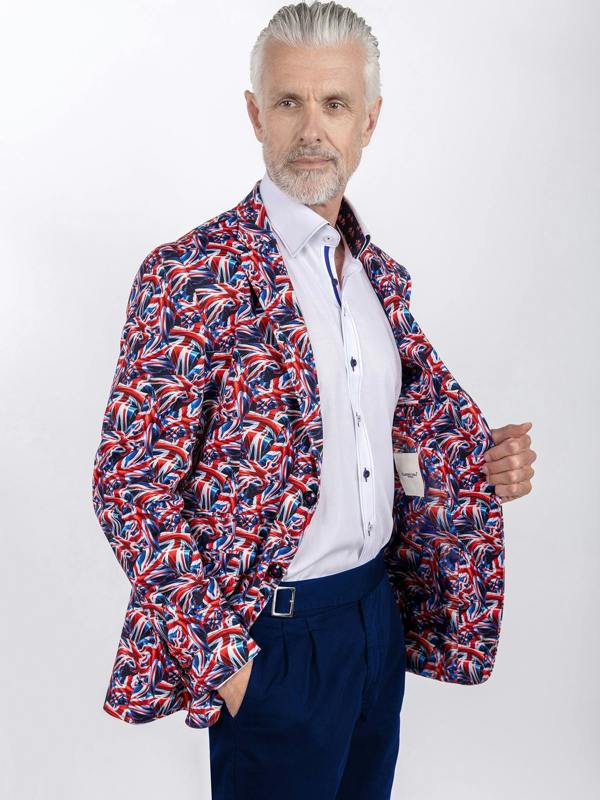 UNION JACK PRINTED FITTED JACKET - Claudio Lugli Shirts