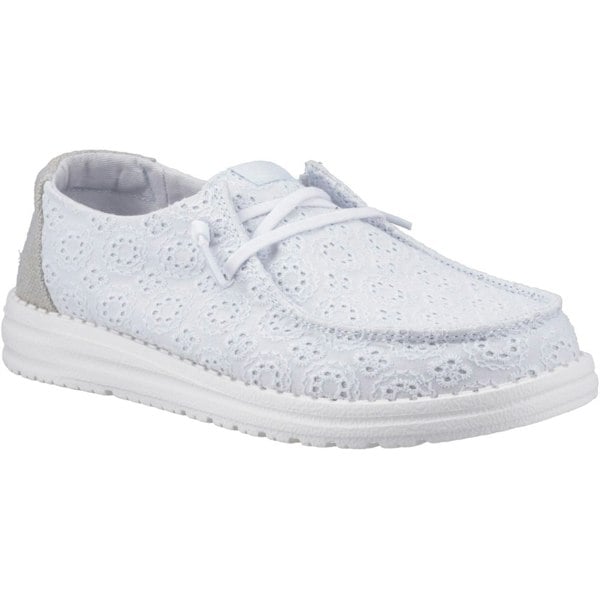 HEYDUDE Wendy Eyelet Lace Cotton Blend Women's Ancient Blue Moccasins Shoes