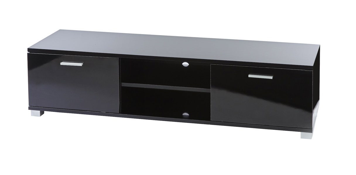 MMT Furniture Designs Modern Black 140cm Matt Gloss TV Stand Cabinet Suitable for 40 - 65 Inch 4K LED Flat Screen TV's