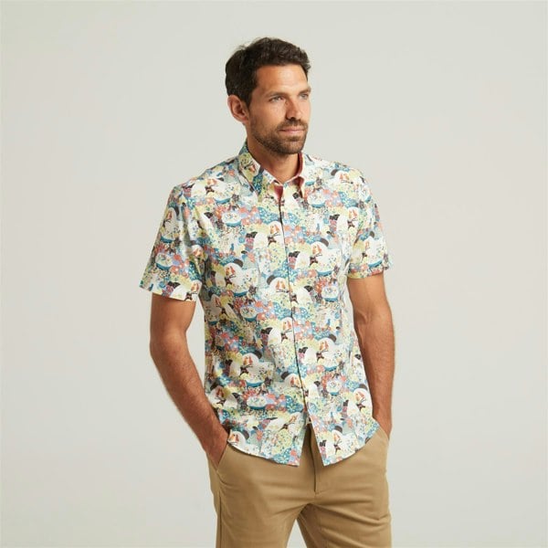 Gabicci G52W09 Mens Short Sleeve Printed Shirt Gabicci Classic - CORAL