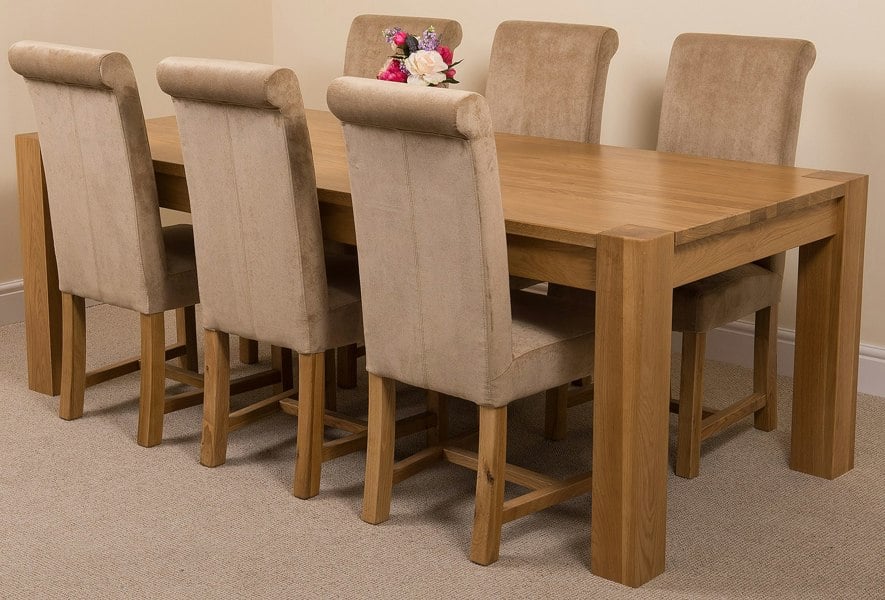 That's Furniture Kuba Extra Large Oak Dining Table with Washington Fabric Chairs
