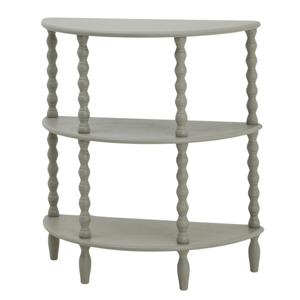 Wyld Haus Thuy Grey Wood Half Moon 3 Tier Side Table