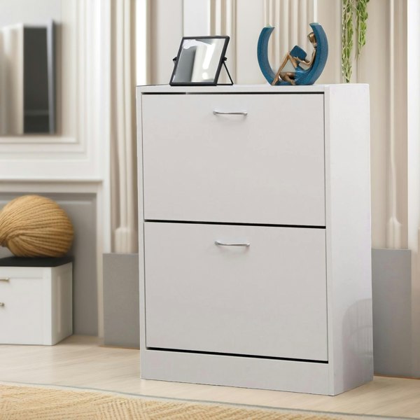 Rafaelo Mobilia 2 Drawer Shoe Storage Cabinet White