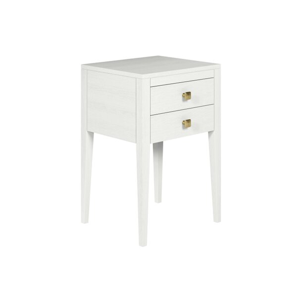 Wyld Haus Bilbo White Wood Grain Two Drawer Bedside Table