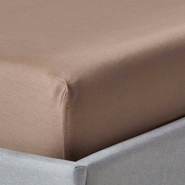 HOMESCAPES Organic 400 TC Egyptian Cotton Sateen Fitted Sheet – 30 cm Deep