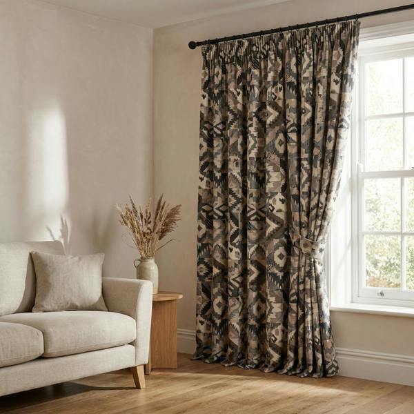 Camilo made-to-measure curtains in Charcoal, styled in a living room