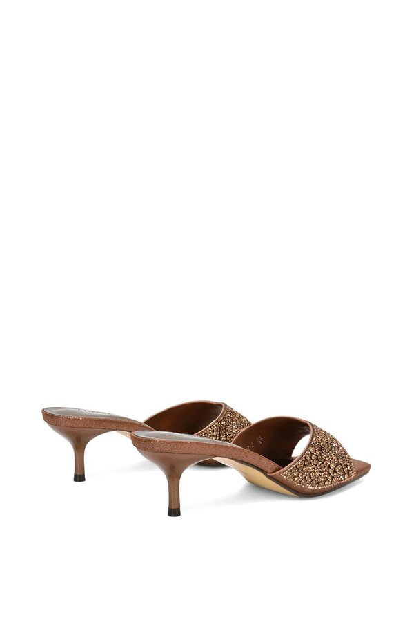 XY LONDON Sparkly Crystal Kitten Heeled Sandal Mules