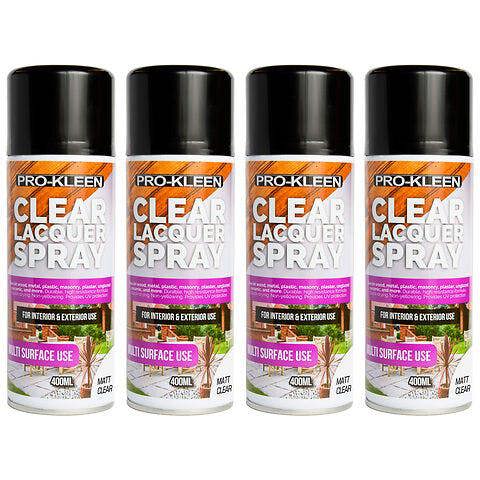 ProKleen Pro-Kleen Clear Matt Lacquer Spray 400ml x4 Protects & Seals Fast Drying Formula