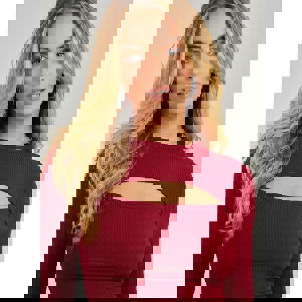 Pink Vanilla Ribbed Long Sleeve Letterbox Top