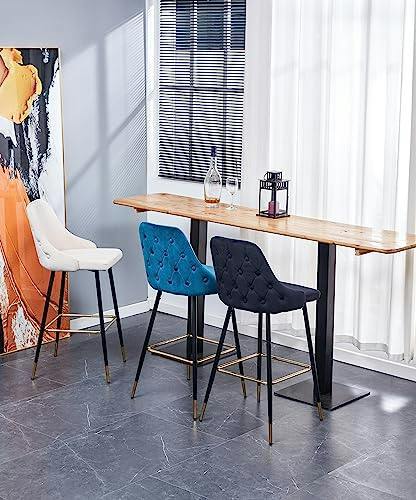 HYGRAD BUILT TO SURVIVE Velvet Bar Stools with Gold-Tipped Legs – Set of 2 | HYGRAD®