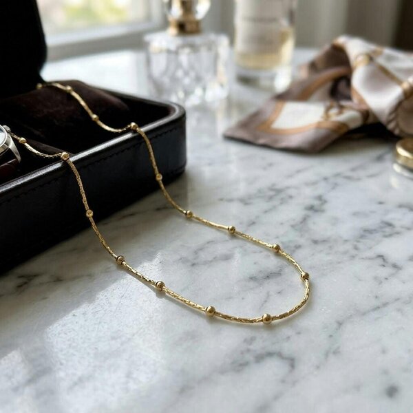 The Colourful Aura Single Strand 18ct Gold Plated Satellite Chain Necklace