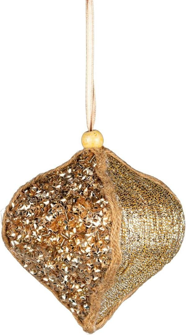 10.5cm Gold Sequin Bauble Hanging Decorations, 3 Pack for Festive Tree Styling image 1