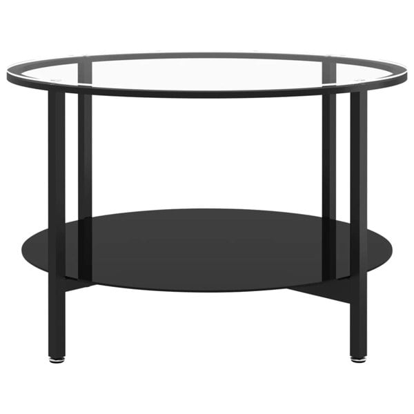 Berkfield Tea Table Black and Transparent 70 cm Tempered Glass