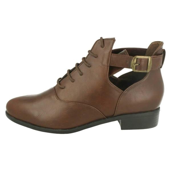 Spot On Ladies Spot On Cut Out Ankle Boots