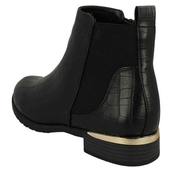 Spot On Ladies Spot On Croc Detailed Ankle Boots F51196