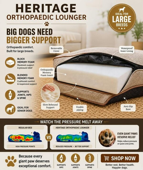 Snug and Cosy Pets Heritage Tweed Orthopaedic Pet Lounger - Comfort & Support