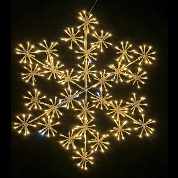 Shatchi 64cm Starburst Snowflake Silhouette with 300 Warm White Twinkling Micro LED Lights