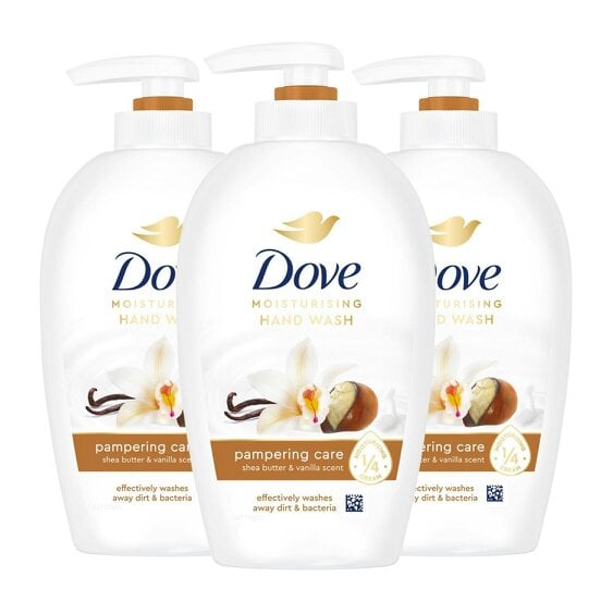 Dove Moisturising Hand Wash, Pampering Care with Shea Butter & Vanilla, 3x250ml
