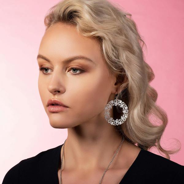 Large Silver Flower Earrings with a Brushed Finish - namana.london