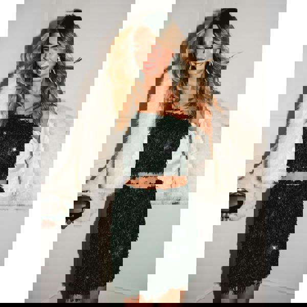 Pink Vanilla Feather Sequin Mini Skirt