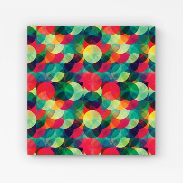 Warren Reed Colourful Grunge Circle Pattern Canvas