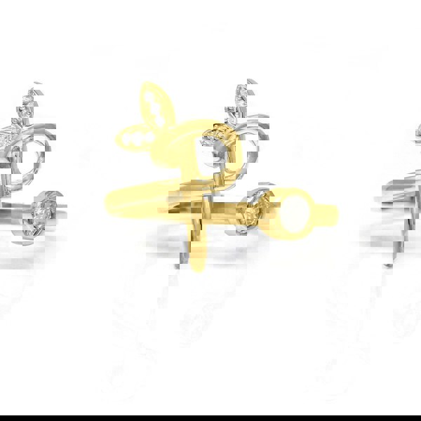 Say It With Adjustable Winged Initial Ring - Yellow Gold Plated