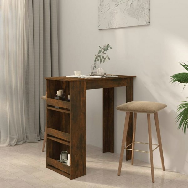Berkfield Bar Table with Storage Rack Smoked Oak 102x50x103.5cm Engineered Wood