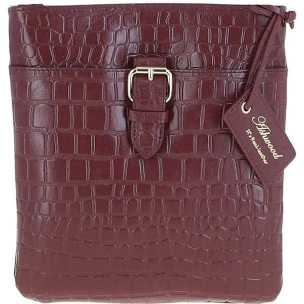 Womens Small Zip Top Leather Cross Body Bag: TAB