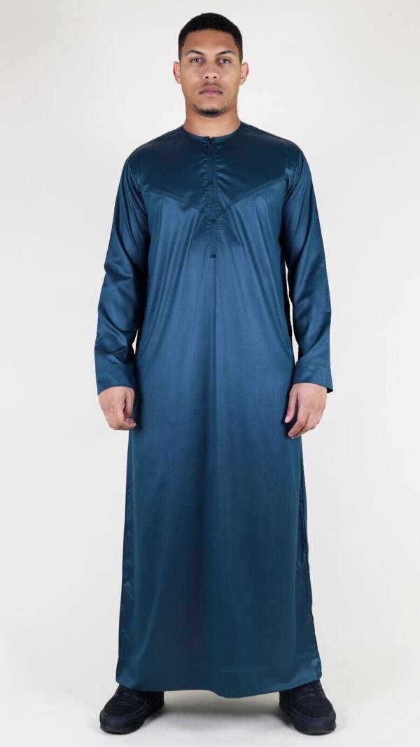 Infinity Leather Men's Thobe Robe Satin Emirati Islamic Jubba Eid Regular Fit