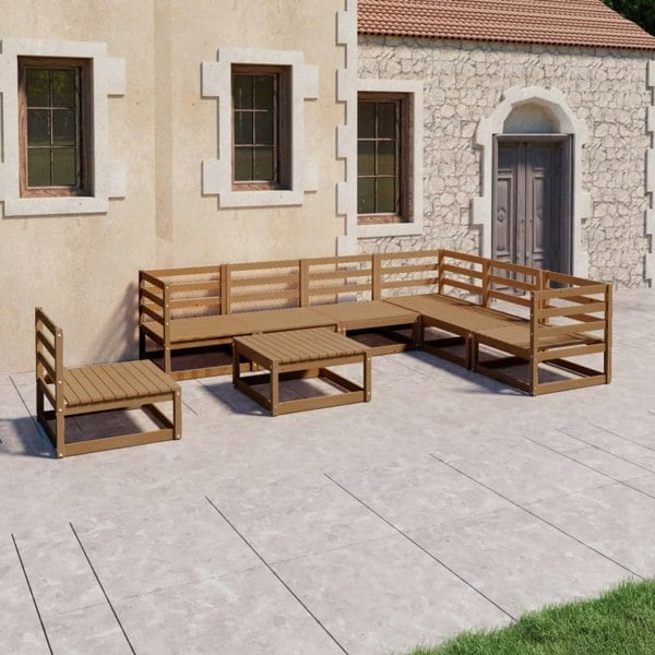 Berkfield 8 Piece Garden Lounge Set Honey Brown Solid Pinewood