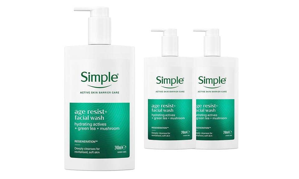 Simple Age Resist+ Facial Cleanser Anti-Ageing Hydrating Face Wash, 240ml