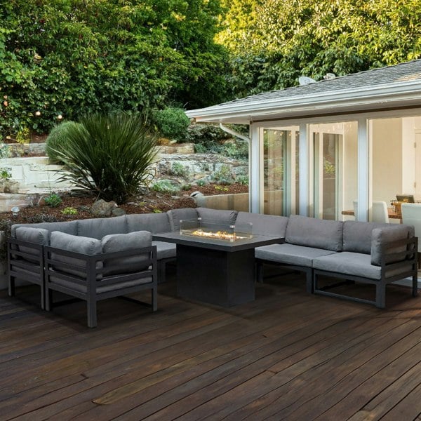Jardi Modular Garden Furniture Set With Fire Pit - Anthracite Grey