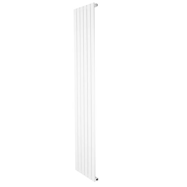 Flat single column radiator in sleek white finish, measuring 1800 x 420mm, featuring a modern, vertical design with smooth lines